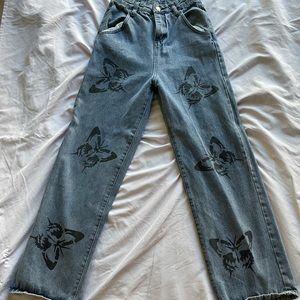 Butterfly print jeans